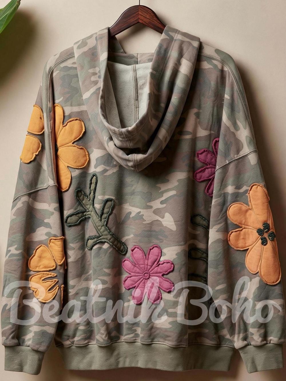 RESTOCK ETA 11/5 Camo Floral Patchwork Hoodie / TikTok Viral Appliqué Pullover - Picture 9 of 9